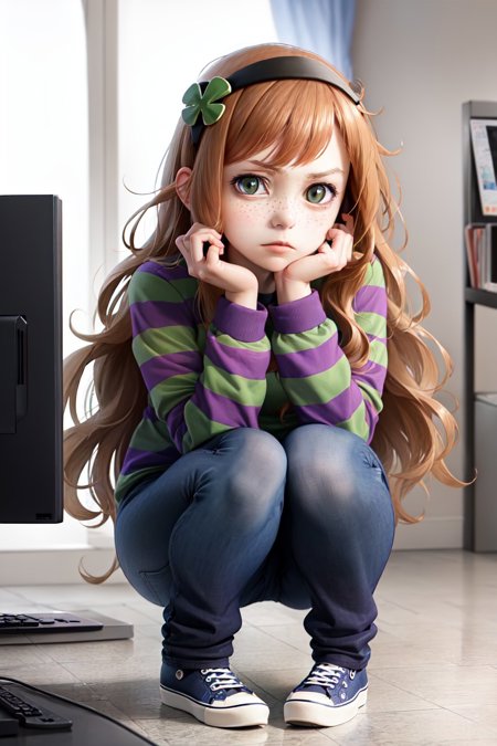 00014-1181842886-(masterpiece, best quality_1.2), , solo, 1girl, vivian james, expressionless, looking at viewer, squatting, head rest, hairband,.jpg